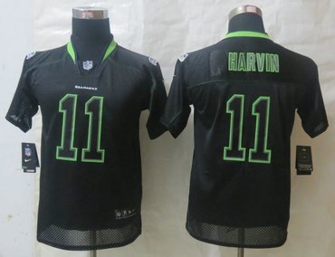 Youth NEW Seattle Seahawks #11 Percy Harvin Lights Out Black Elite Jerseys