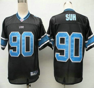 detroit lions 90 ndamukong suh black jersey