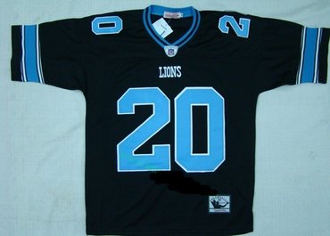 detroit lions 20 barry sanders black throwback jersey