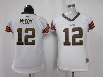 women cleveland browns 12 mccoy white color jersey