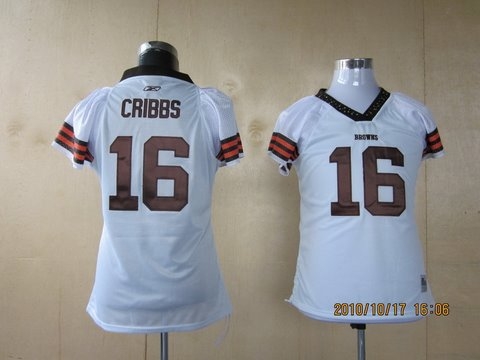 cleveland browns 16 cribbs white womens jerseys