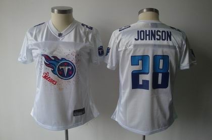 2011 women fem fan tennessee titans 28 chris johnson white jersey