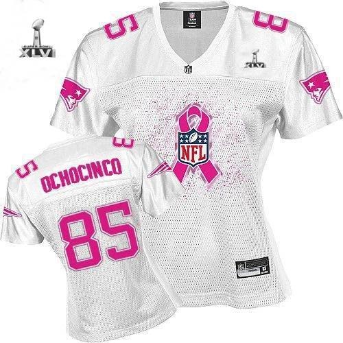 women new england patriots 85 chad ochocinco 2011 breast cancer awareness 2012 super bowl xlvi jersey white