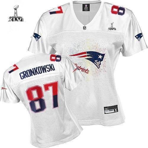 womens new england patriots 87 rob gronkowski white 2011 fem fan 2012 super bowl xlvi nfl jersey white