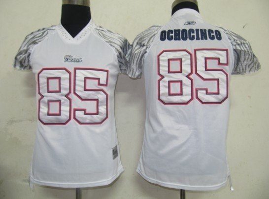 nfl patriots 85 ochocinco white women zebra field flirt fashion jersey