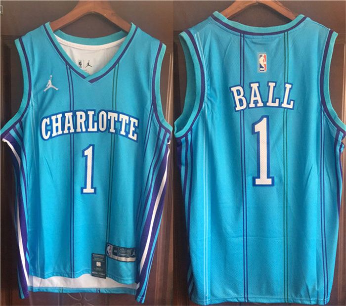 Men's Charlotte Hornets #1 LaMelo Ball Blue Stitched Basketball Jersey