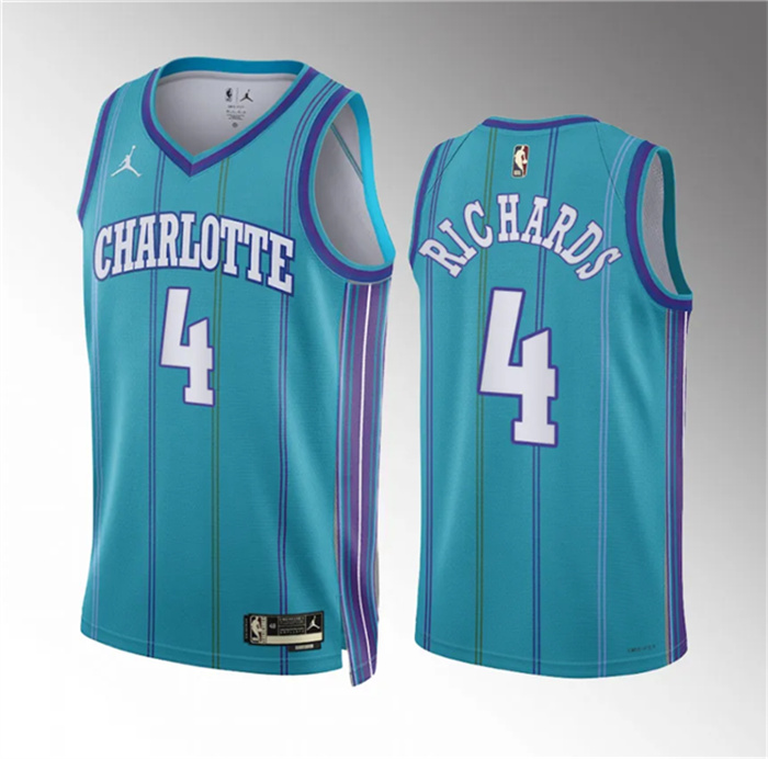 Men's Charlotte Hornets #4 Nick Richards Teal 2023 24 Classic Edition Stitched Basketball Jersey