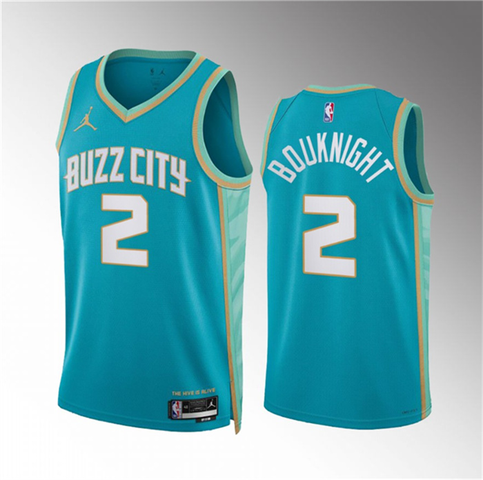 Men's Charlotte Hornets #2 James Bouknight Teal 2023 24 City Edition Stitched Basketball Jersey