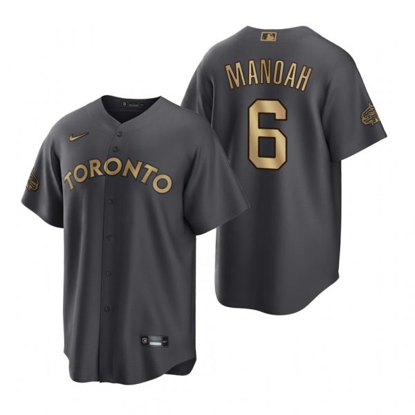 Mens Cool Base Alek Manoah Toronto Blue Jays 2022 MLB All-Star Game Charcoal Black Stitched Jersey