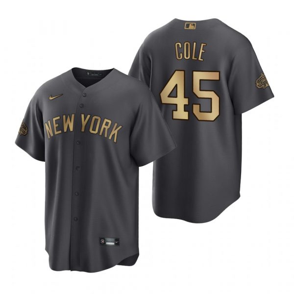 Mens Cool Base Gerrit Cole New York Yankees 2022 MLB All-Star Game Charcoal Black Stitched Jersey