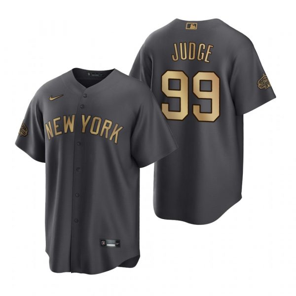 Mens Cool Base Aaron Judge New York Yankees 2022 MLB All-Star Game Charcoal Black Stitched Jersey