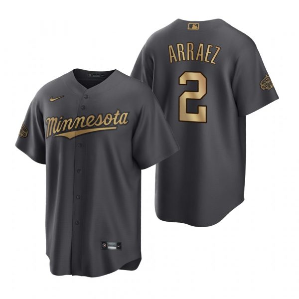 Mens Cool Base Luis Arraez Minnesota Twins 2022 MLB All-Star Game Charcoal Black Stitched Jersey