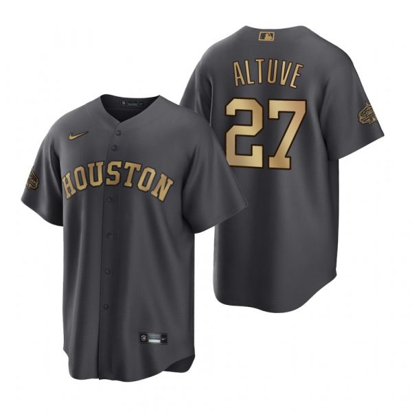 Mens Cool Base Jose Altuve Houston Astros 2022 MLB All-Star Game Charcoal Black Stitched Jersey