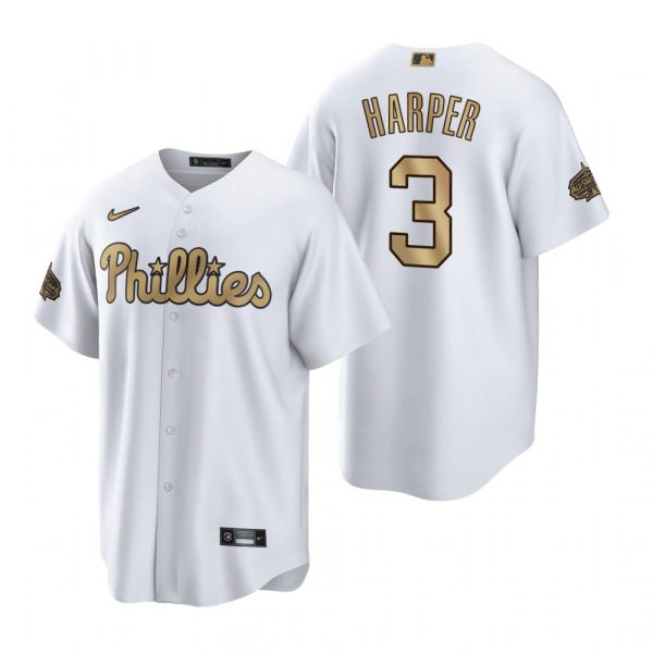 Mens Cool Base Bryce Harper Philadelphia Phillies 2022 MLB All-Star Game White Stitched Jersey