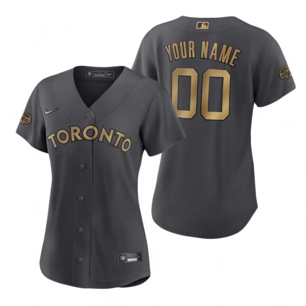 Womens Custom Toronto Blue Jays 2022 MLB All-Star Game Charcoal Black Stitched Jersey