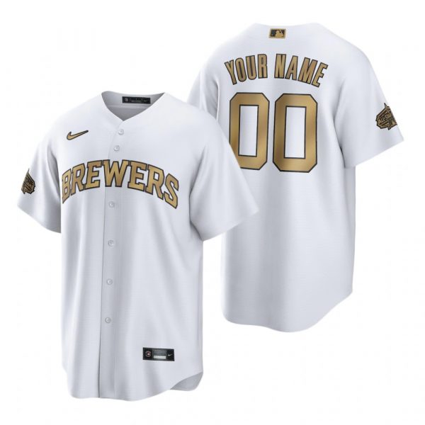 Mens Cool Base Custom Milwaukee Brewers 2022 MLB All-Star Game White Stitched Jersey