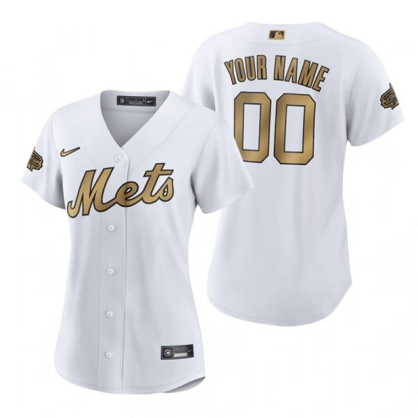 Womens Custom New York Mets 2022 MLB All-Star Game White Stitched Jersey