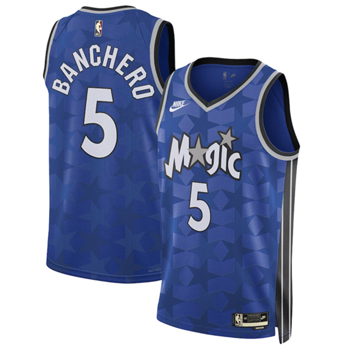 Men's Orlando Magic #5 Paolo Banchero Blue 2023 24 Classic Edition Stitched Basketball Jersey