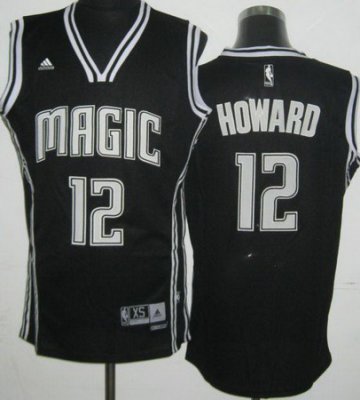 Revolution 30 Orlando Magic 12 Dwight Howard Black and White Fashion Swingman Jersey