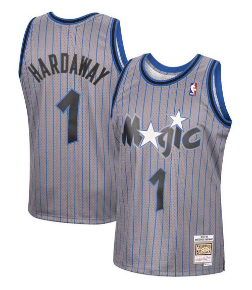 Men's Orlando Magic #1 Penny Hardaway 1994-95 Grey Stitched Jersey