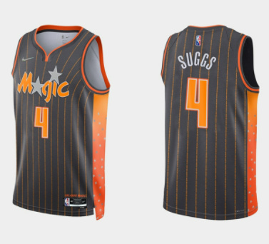 Men's Orlando Magic #4 Jalen Suggs 2021 22 City Edition Black 75th Anniversary Stitched Swingman Jersey