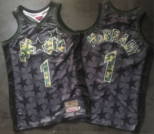 Camo Swingman Magic #1 Tracy Mcgrady Black Stitched Basketball Jersey