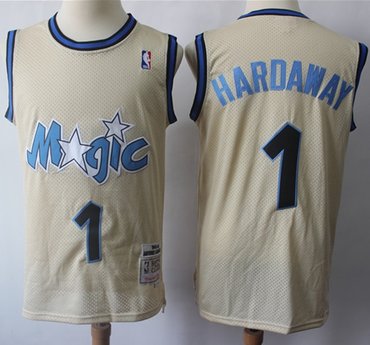 Mitchell And Ness Magic #1 Penny Hardaway Cream Throwback Stitched NBA Jersey