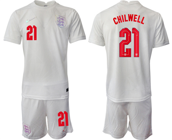 Men's England #21 Chilwell White Home Soccer Jersey Suit 1