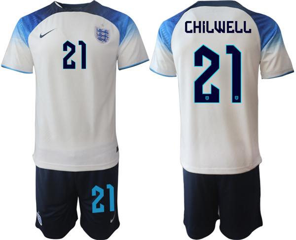 Men's England #21 Chilwell White Home Soccer Jersey Suit