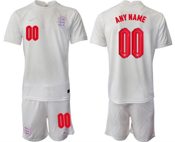 Men's England Custom White Home Soccer Jersey Suit 1