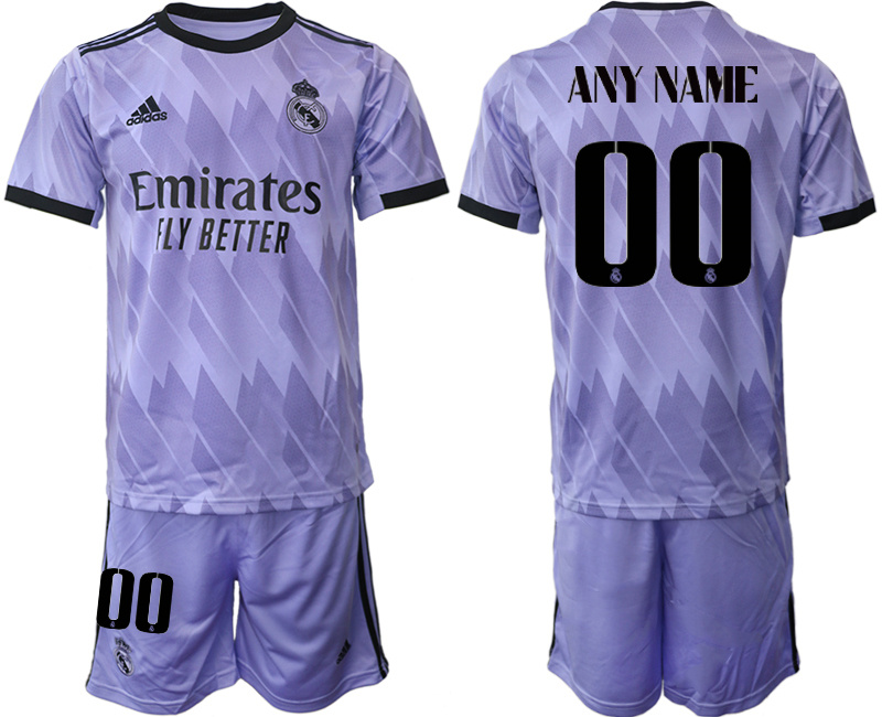 Men's Real Madrid Custom 22 23 Purple Away Soccer Jersey Suit