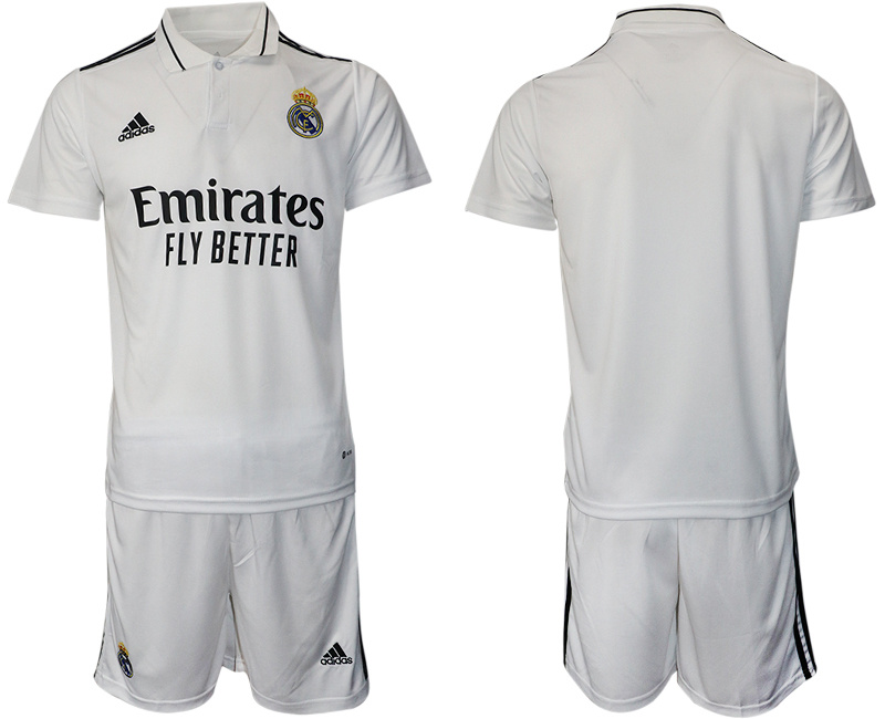 Men's Real Madrid Blank 22 23 White Home Soccer Jersey Suit 1