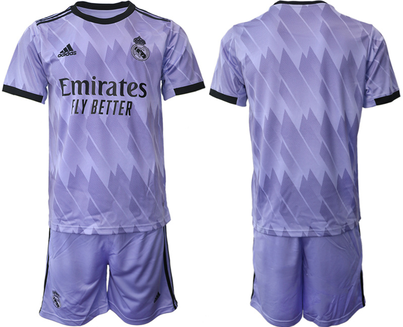 Men's Real Madrid Blank 22 23 Purple Away Soccer Jersey Suit