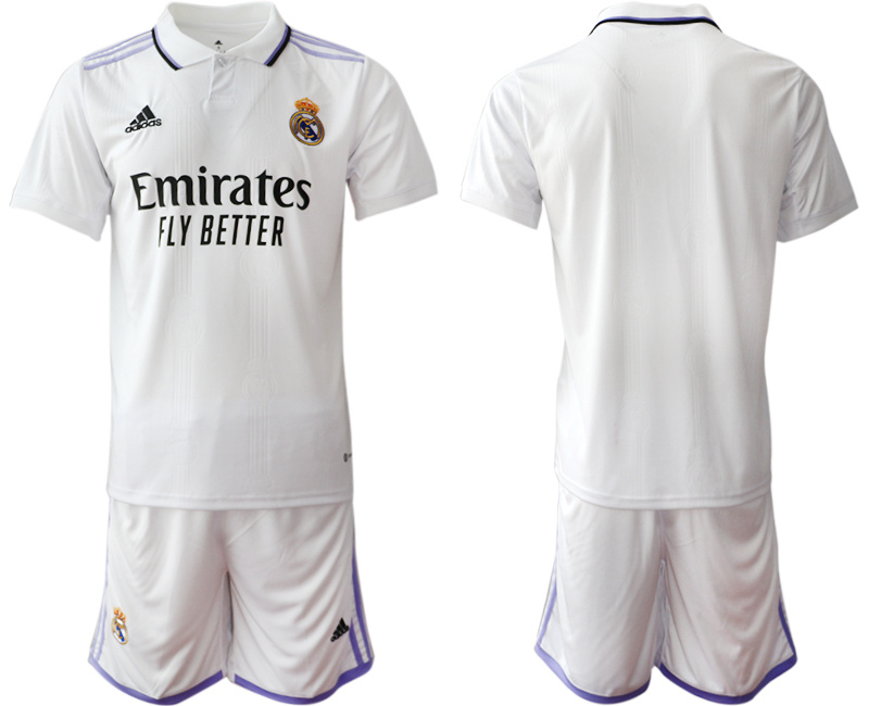 Men's Real Madrid Blank 22 23 White Home Soccer Jersey Suit