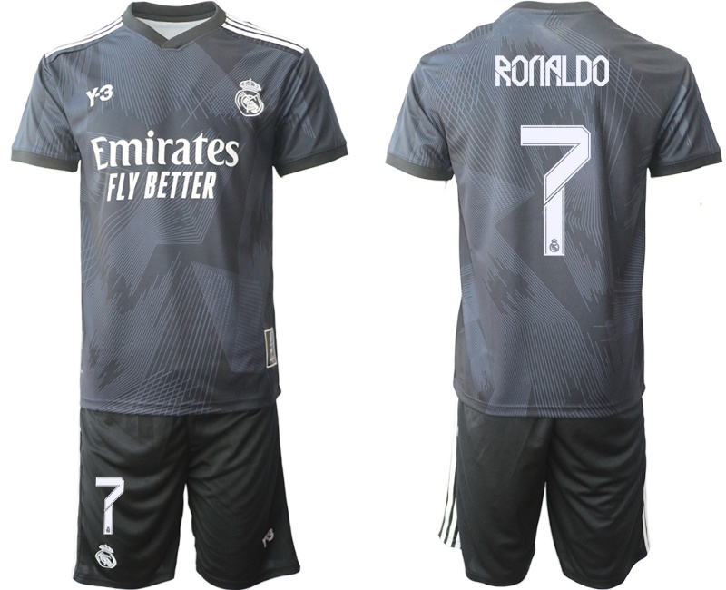 Men's Real Madrid Black #7 Ronaldo Jersey