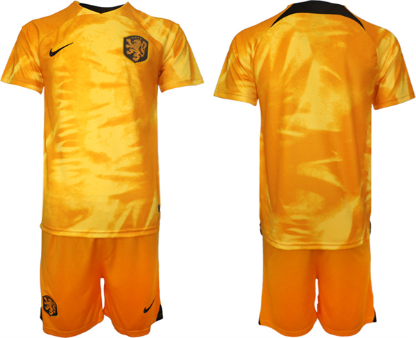 Men's Netherlands Blank Orange Home Soccer Jersey Suit