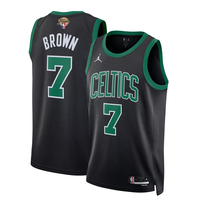 Men's Boston Celtics #7 Jaylen Brown Black 2024 Finals Statement Edition Stitched Basketball Jersey