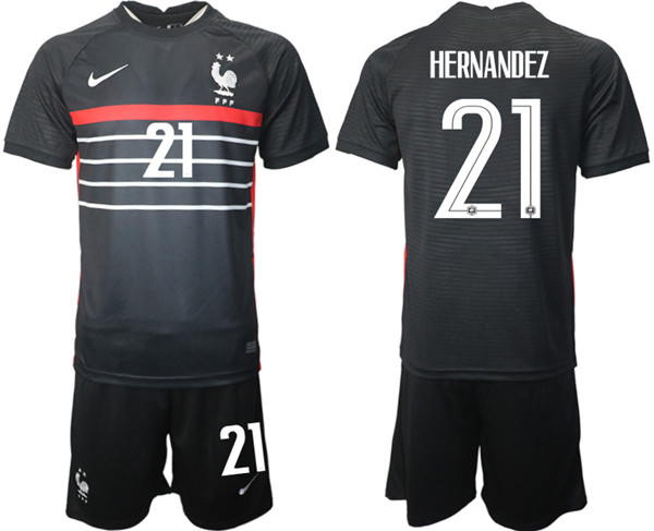 Men's France #21 Hernandez Black Home Soccer Jersey Suit