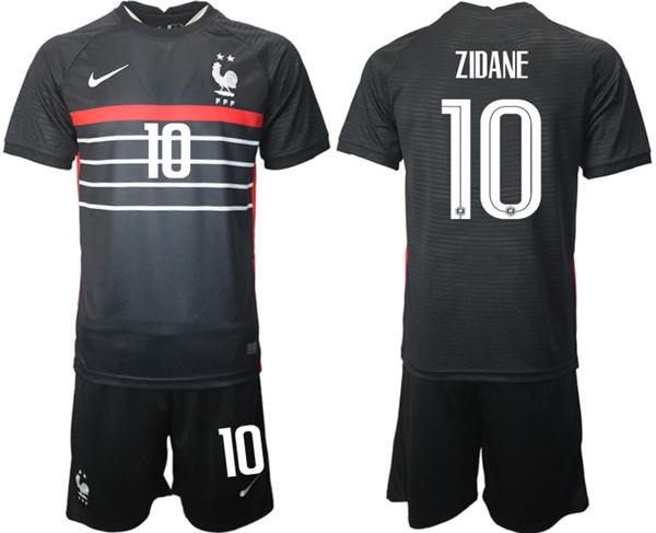 Men's France #10 Zidane Black Home Soccer Jersey Suit