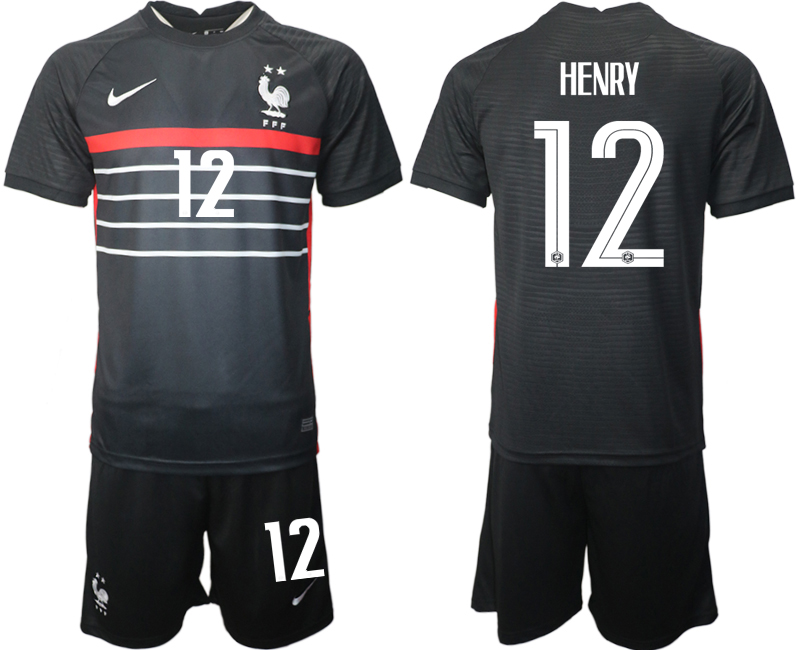 Men's France #12 Henry Black Home Soccer Jersey Suit