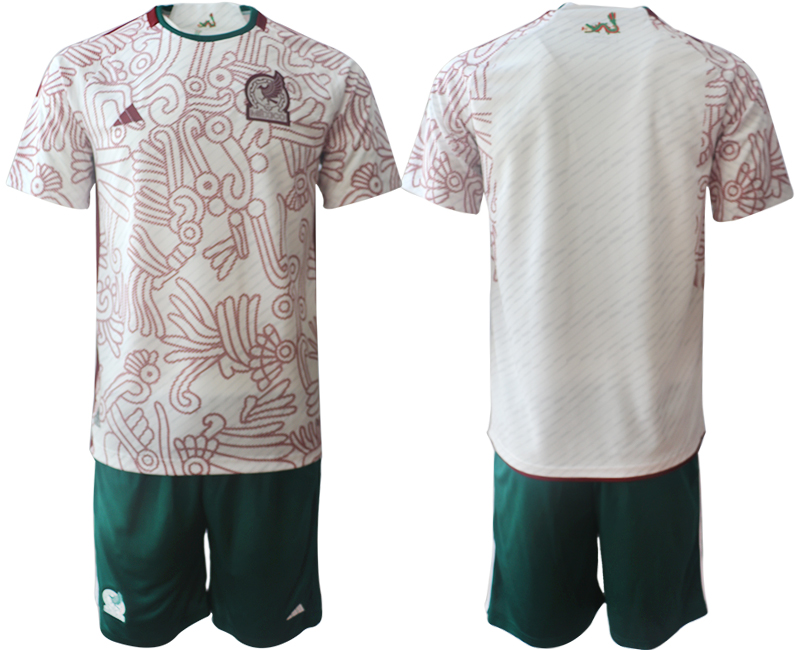 Men's Mexico Blank White Away Soccer Jersey