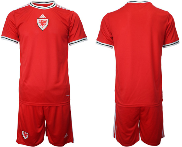 Men's Wales Blank Red Home Soccer Jersey Suit