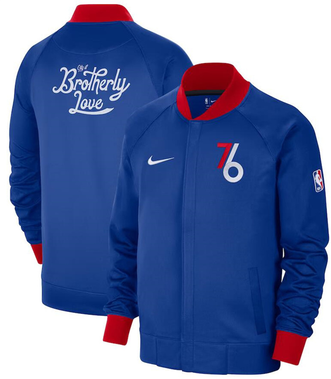 Men's Philadelphia 76ers Blue 2022 23 City Edition Showtime Thermaflex Full-Zip Jacket