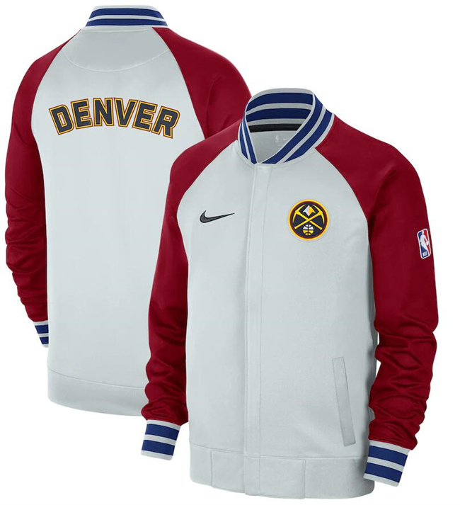 Men's Denver Nuggets Grey Red 2022 23 City Edition Full-Zip Jacket