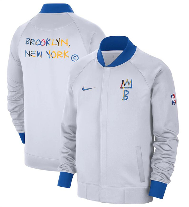 Men's Brooklyn Nets White 2022 23 City Edition Full-Zip Jacket