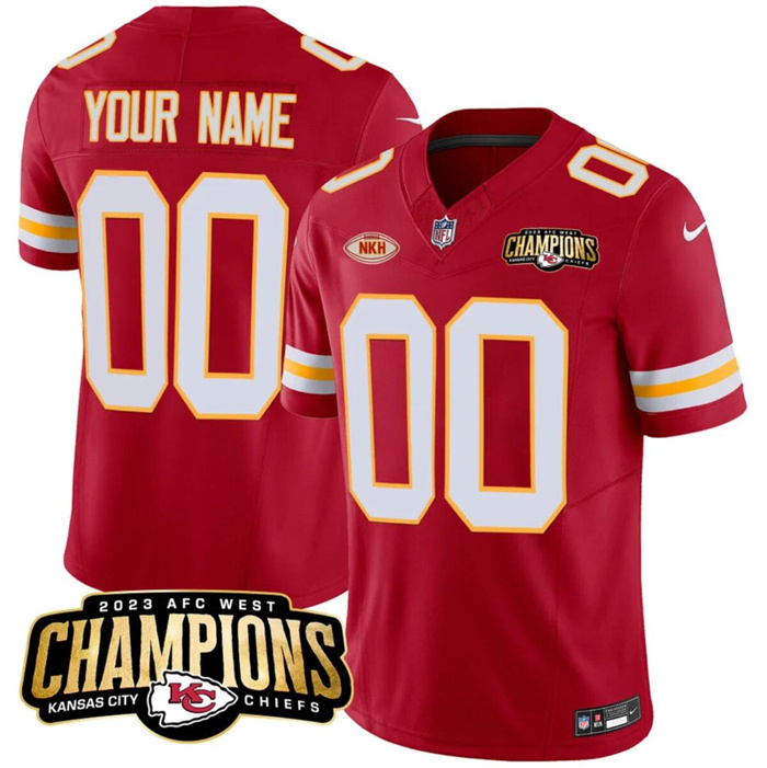 Men’s Kansas City Chiefs Active Player Custom Red 2023 F.U.S.E. AFC West Champions With NKH Patch Vapor Untouchable Limited Stitched Jersey