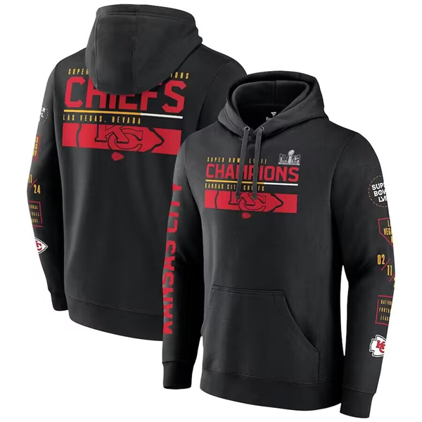 Men's Kansas City Chiefs Black Super Bowl LVIII Champions Pullover Hoodie