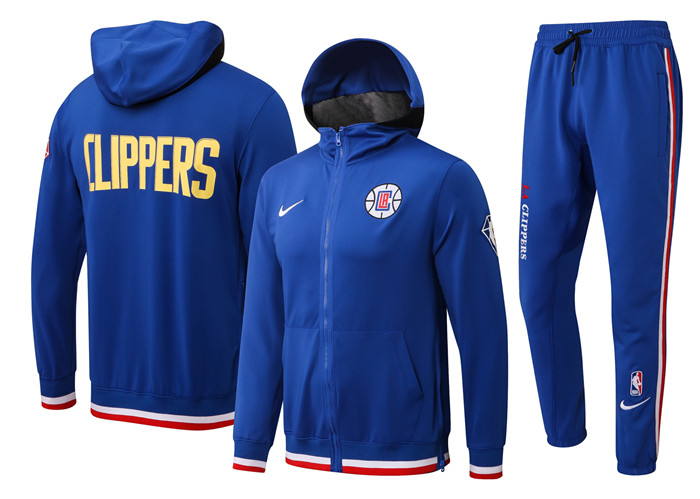 Men's Los Angeles Clippers 75th Anniversary Royal Performance Showtime Full-Zip Hoodie Jacket And Pants Suit