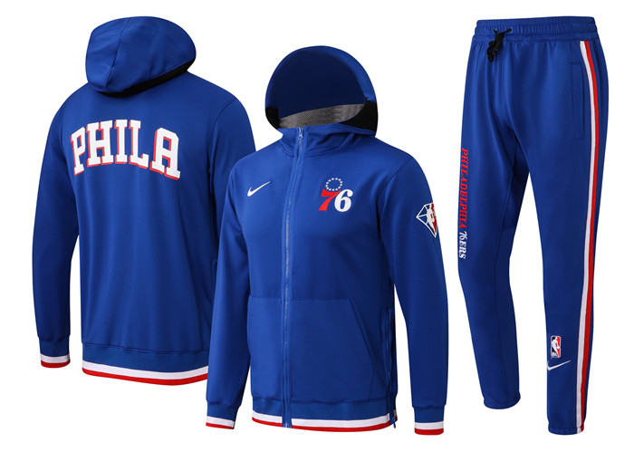 Men's Philadelphia 76ers 75th Anniversary Royal Performance Showtime Full-Zip Hoodie Jacket And Pants Suit