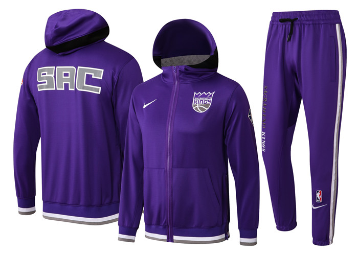 Men's Sacramento Kings 75th Anniversary Purple Performance Showtime Full-Zip Hoodie Jacket And Pants Suit